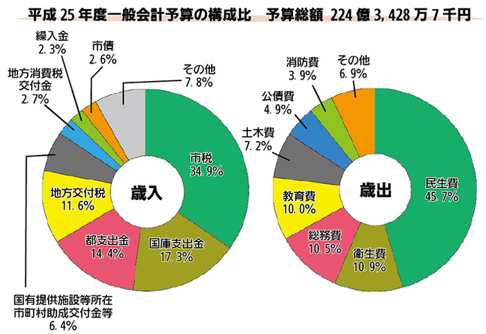 画像：平成25年度一般会計予算の構成比