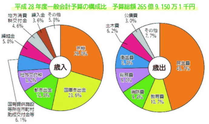 画像：平成28年度一般会計予算の構成比